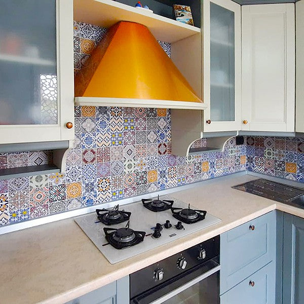 Adesivo Tecnico da Cucina Lavabile e Certificato Ignifugo Paraschizzi Azulejos 260x60