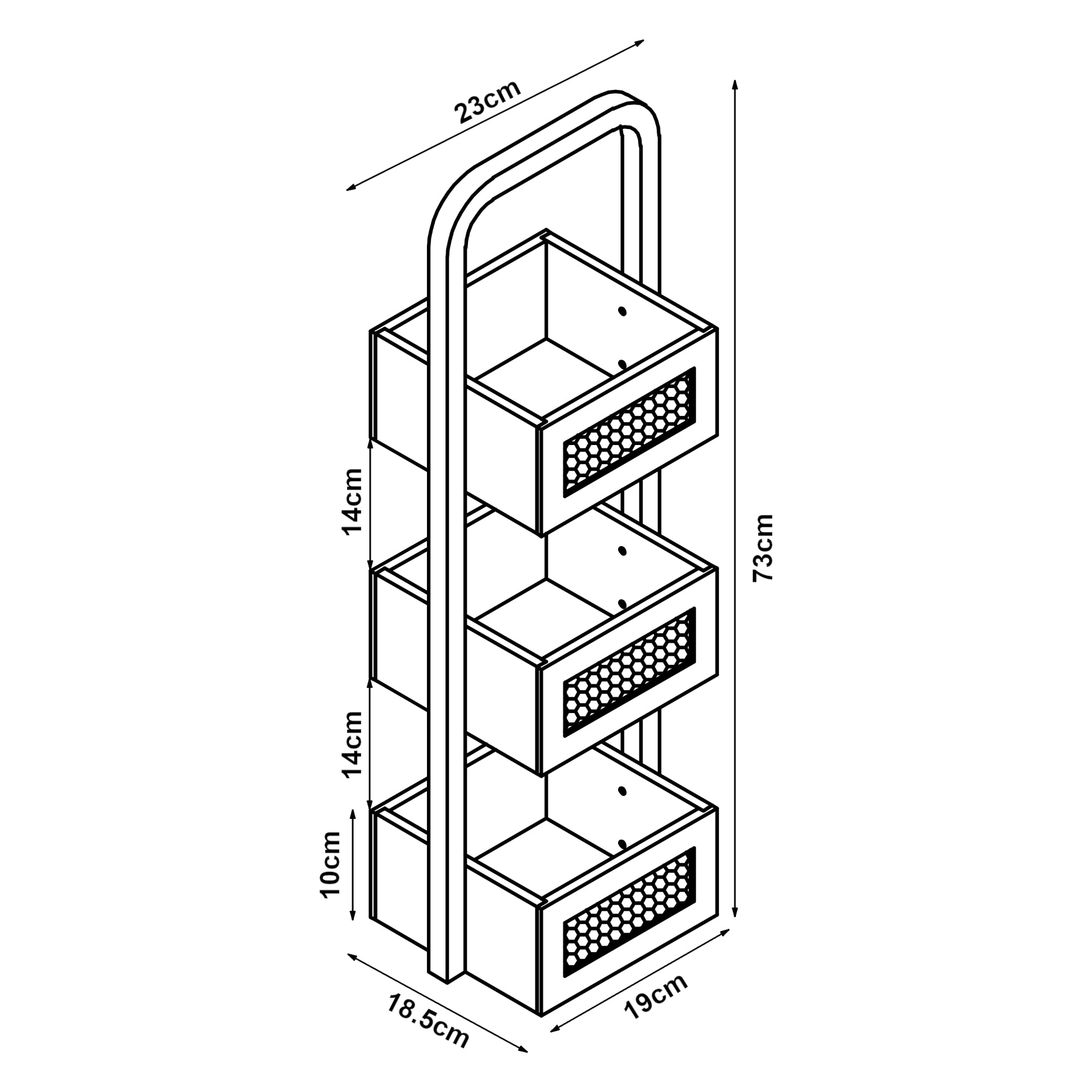 Scaffale Tervola a 3 Livelli con Ceste in Bambù - Nero / Naturale [en.casa]