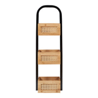 Scaffale Tervola a 3 Livelli con Ceste in Bambù - Nero / Naturale [en.casa]