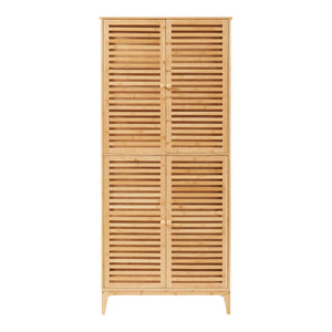 Armadio Alto Raurgela Multiuso Mobile da Terra per Bagno Cucina 180 x 80 x 40 cm - Bambù Naturale [en.casa]