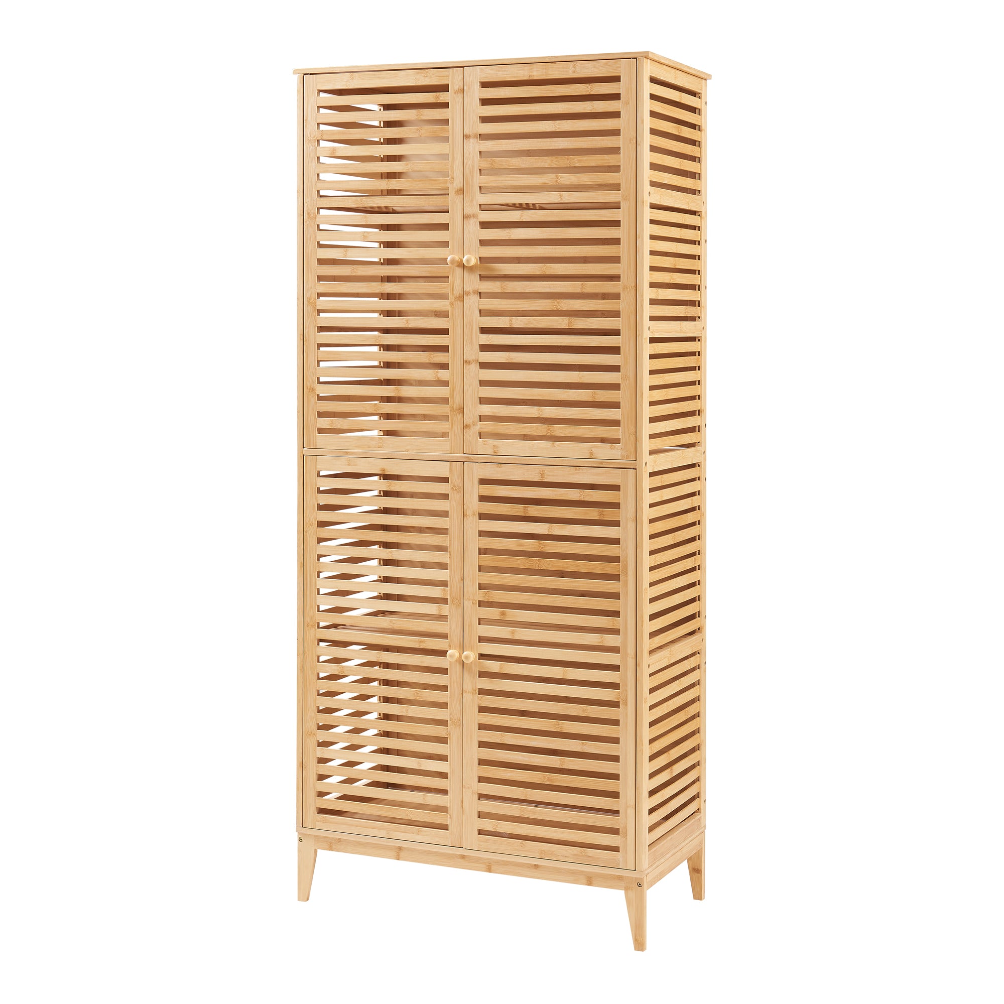 Armadio Alto Raurgela Multiuso Mobile da Terra per Bagno Cucina 180 x 80 x 40 cm - Bambù Naturale [en.casa]