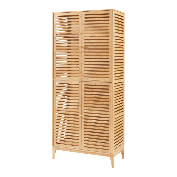 Armadio Alto Raurgela Multiuso Mobile da Terra per Bagno Cucina 180 x 80 x 40 cm - Bambù Naturale [en.casa]