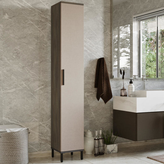 Mobile a Colonna 'Lieto' Armadio da Stoccaggio a 6 Scomparti - Rovere Grigio/Beige [en.casa]