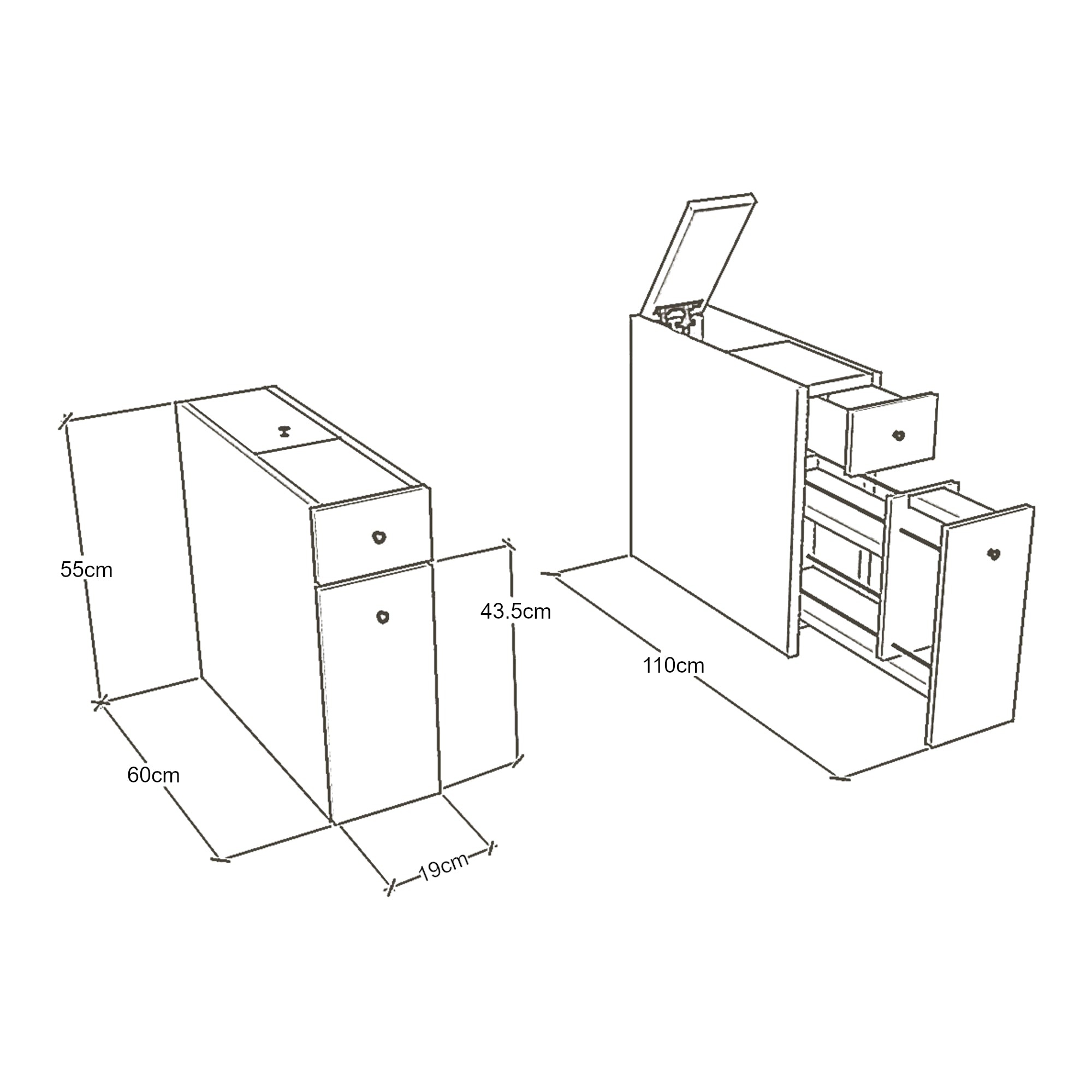 Armadietto Salvaspazio da Bagno Birkenes 60 x 19 x 55 cm Antracite [en.casa]