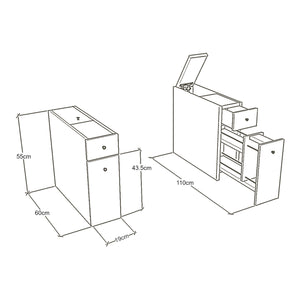 Armadietto Salvaspazio da Bagno Birkenes 60 x 19 x 55 cm Antracite [en.casa]