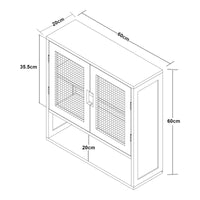 Armadio da Parete Tervola per Bagno in Bambù - Nero / Naturale / Effetto Rattan [en.casa]