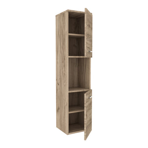 Mobile a Colonna Krildihana da Parete Pensile da Bagno 131 x 30 x 30 cm - Effetto Rovere [en.casa]