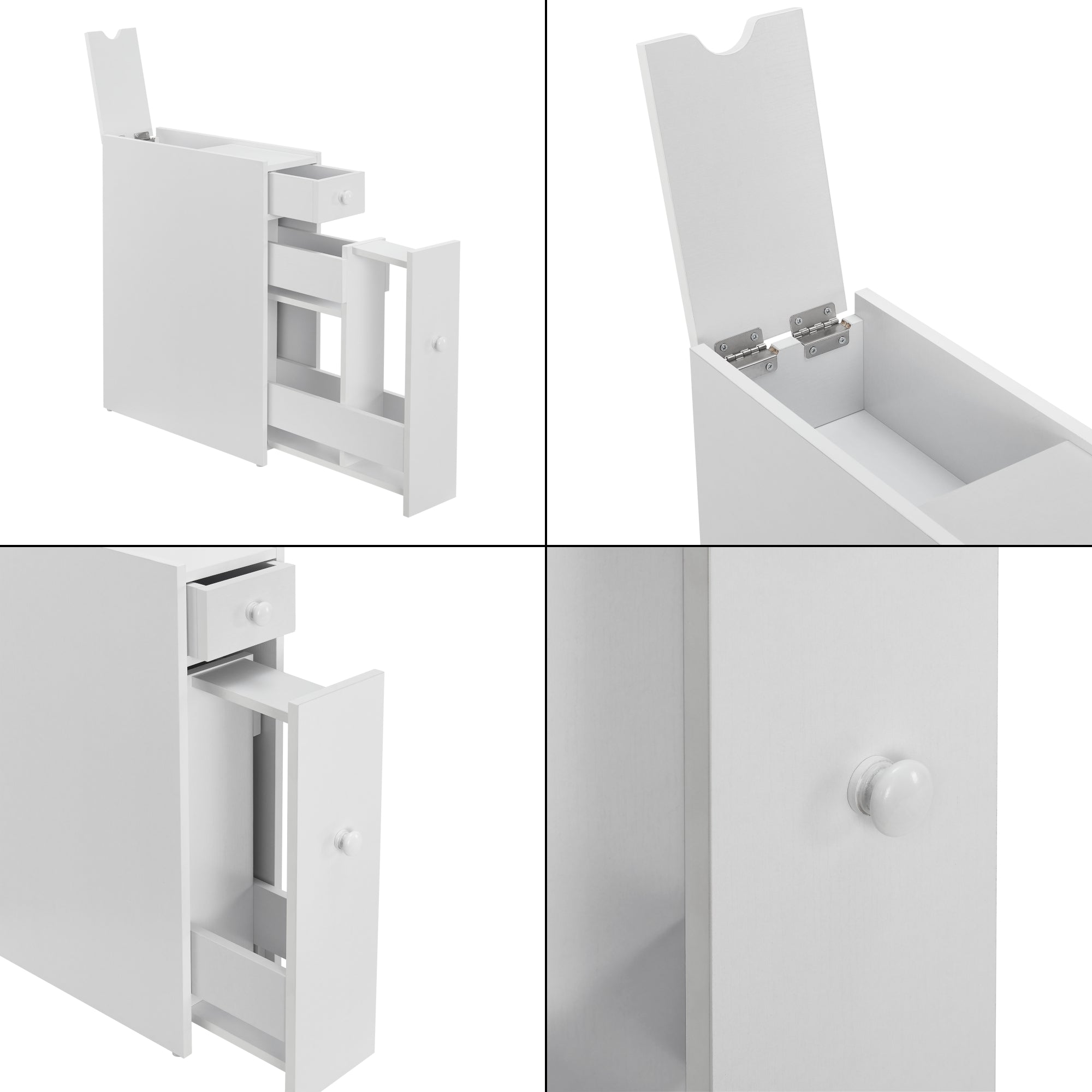 Armadietto da Bagno Kihniö con Cassetti e Scomparti Estraibili - Bianco [en.casa]