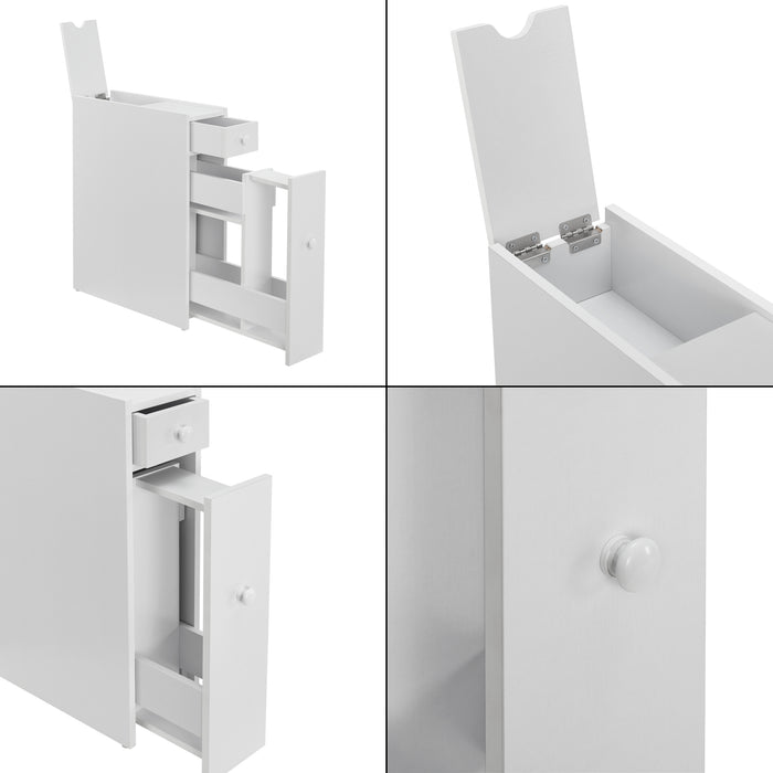 Armadietto da Bagno Kihniö con Cassetti e Scomparti Estraibili - Bianco [en.casa]