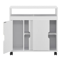 Mobile da Terra Lumijoki con Ante Scorrevoli e 4 Ruote 71x70x20 cm - Bianco [en.casa]