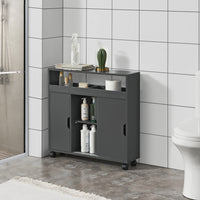 Mobile da Terra Lumijoki con Ante Scorrevoli e 4 Ruote 71x70x20 cm - Grigio Scuro [en.casa]