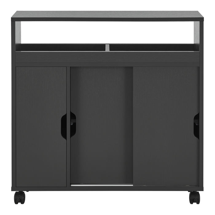 Mobile da Terra Lumijoki con Ante Scorrevoli e 4 Ruote 71x70x20 cm - Grigio Scuro [en.casa]