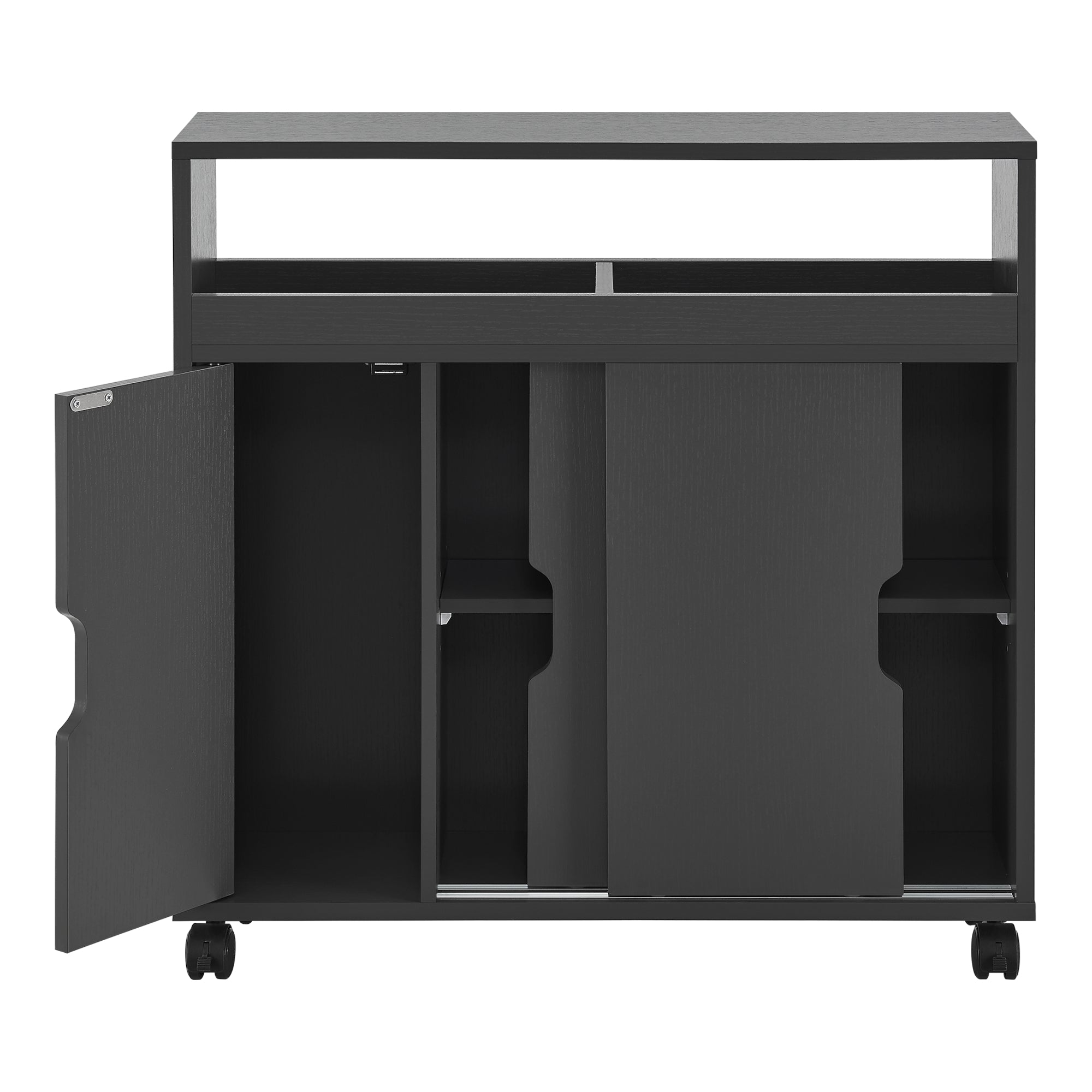 Mobile da Terra Lumijoki con Ante Scorrevoli e 4 Ruote 71x70x20 cm - Grigio Scuro [en.casa]