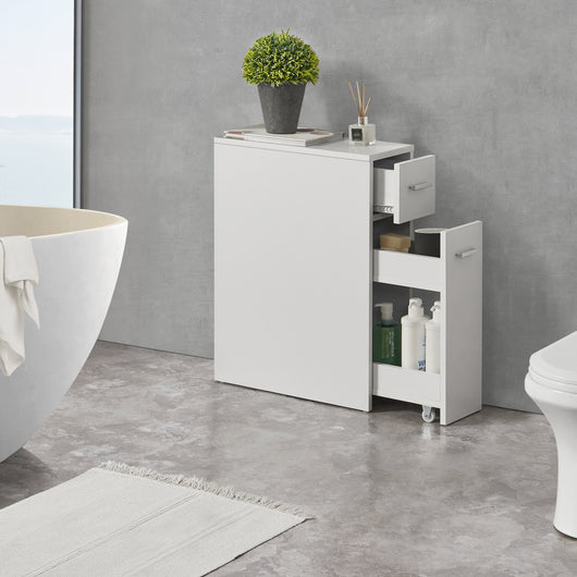 Mobile da Bagno Kauhajoki Salvaspazio con 2 Cassetti 61 x 20 x 45 cm - Bianco [en.casa]