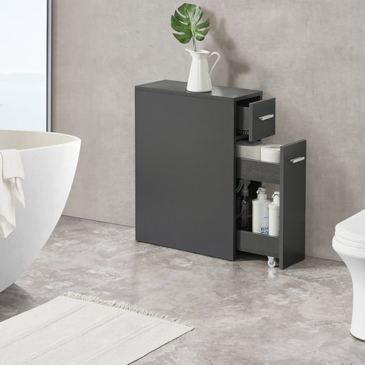 Mobile da Bagno Kauhajoki Salvaspazio con 2 Cassetti 61 x 20 x 45 cm - Grigio Scuro [en.casa]