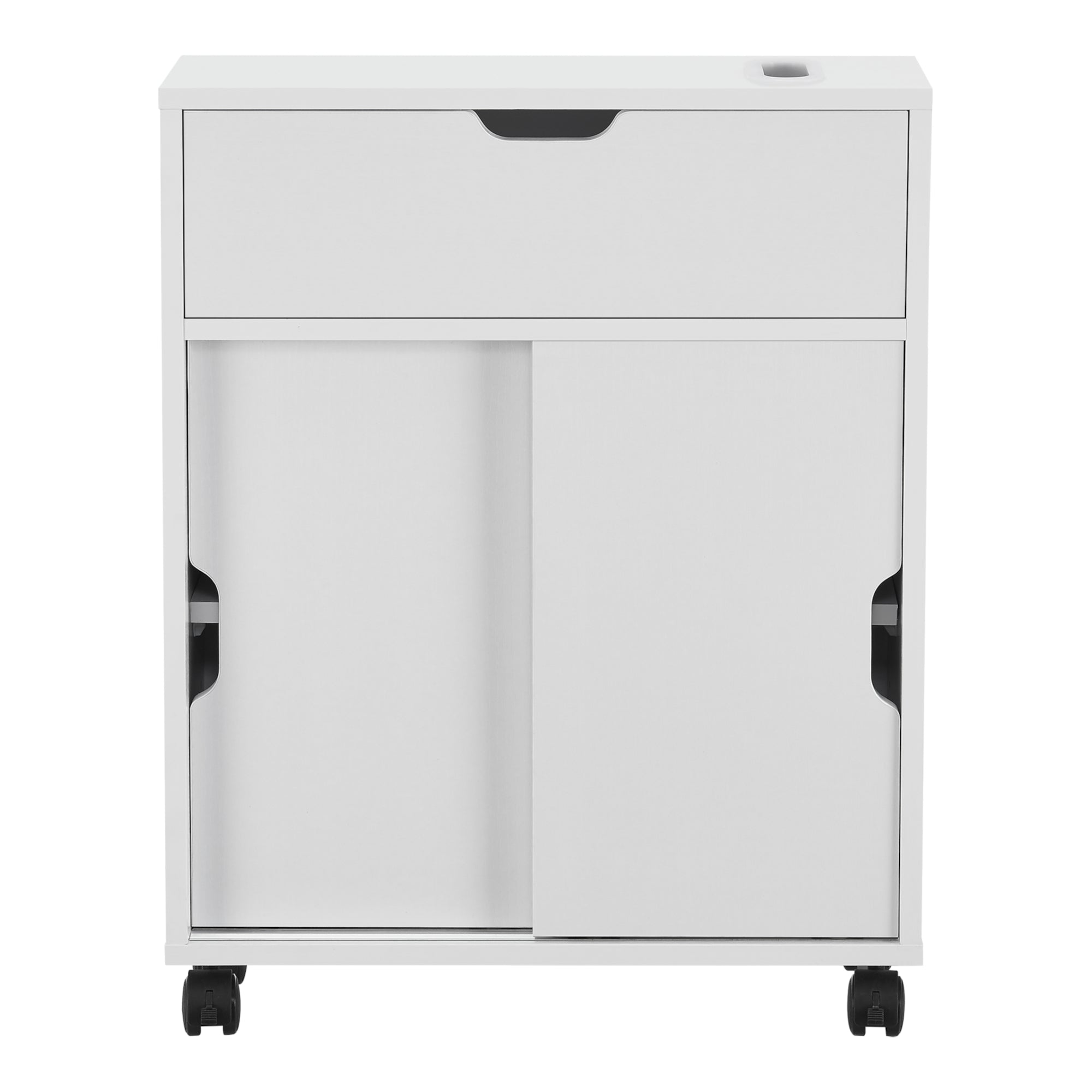 Mobile da Terra Kempele con Ante e 4 Ruote per Bagno 67x52x17 cm - Bianco [en.casa]