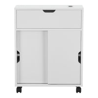 Mobile da Terra Kempele con Ante e 4 Ruote per Bagno 67x52x17 cm - Bianco [en.casa]