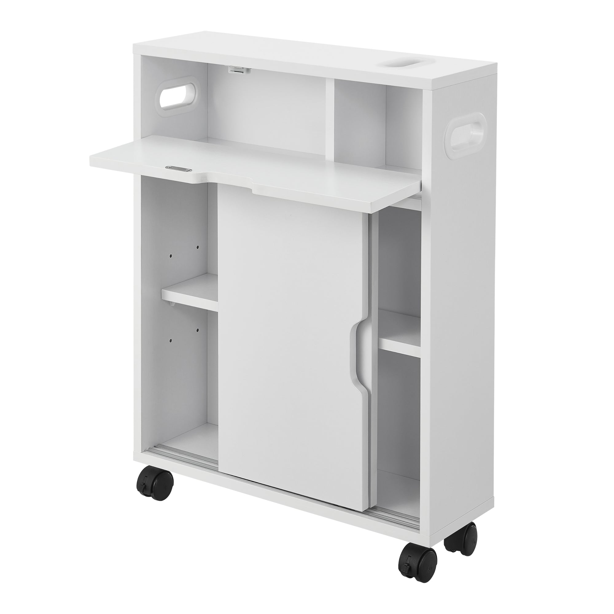 Mobile da Terra Kempele con Ante e 4 Ruote per Bagno 67x52x17 cm - Bianco [en.casa]