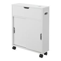 Mobile da Terra Kempele con Ante e 4 Ruote per Bagno 67x52x17 cm - Bianco [en.casa]