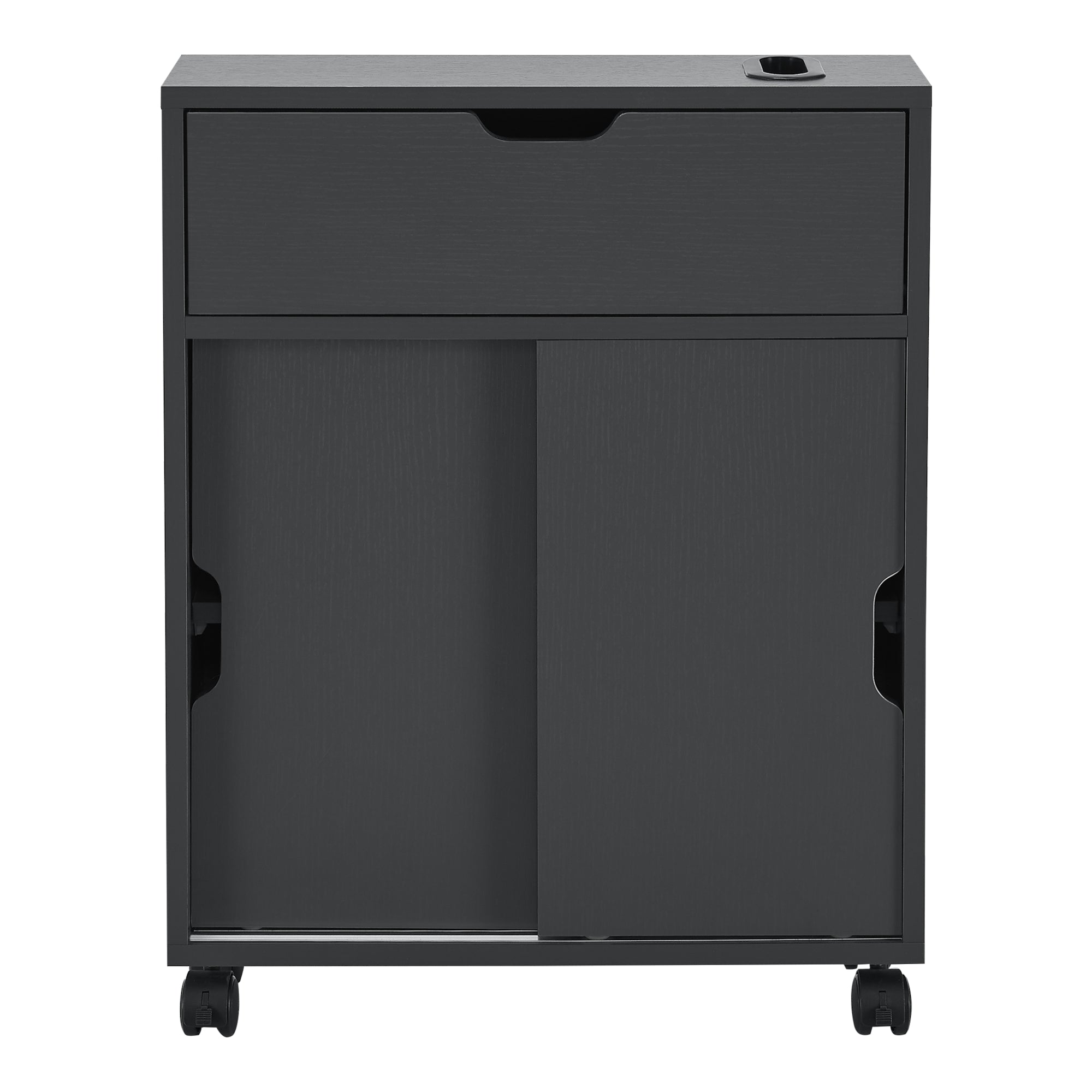 Mobile da Terra Kempele con Ante e 4 Ruote per Bagno 67x52x17 cm - Grigio Scuro [en.casa]