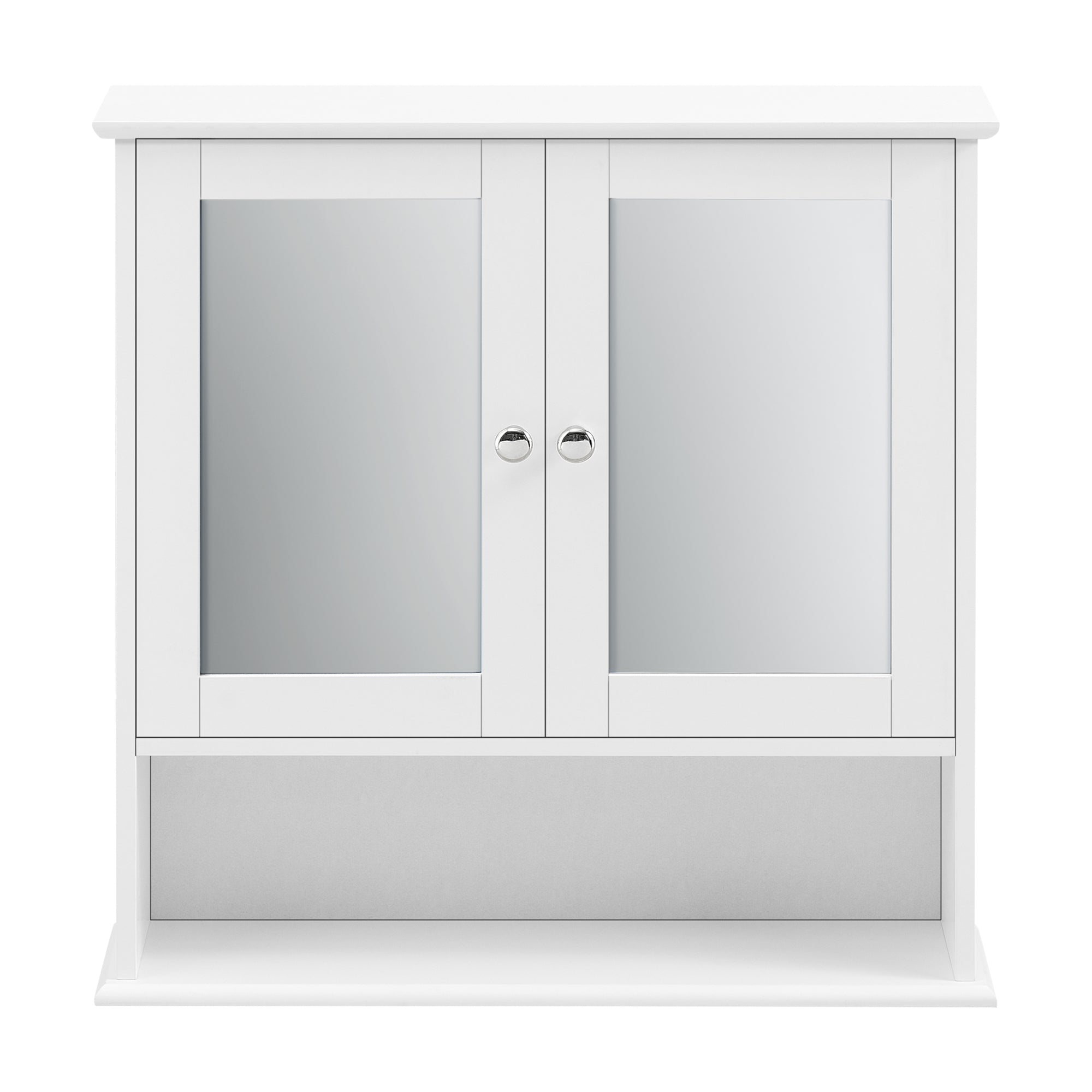 Armadietto Pensile a Bagno con Specchi e Ripiani 58 x 56 x 13 cm Mobiletto a Muro con 2 Ante - Bianco
