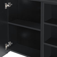 Armadietto da Muro Harstad per Bagno con Specchio Anta e Ripiani Laterali 64x80x20 cm - Nero [en.casa]