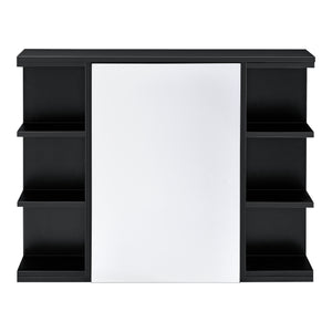 Armadietto da Muro Harstad per Bagno con Specchio Anta e Ripiani Laterali 64x80x20 cm - Nero [en.casa]