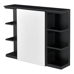 Armadietto da Muro Harstad per Bagno con Specchio Anta e Ripiani Laterali 64x80x20 cm - Nero [en.casa]