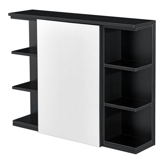 Armadietto da Muro Harstad per Bagno con Specchio Anta e Ripiani Laterali 64x80x20 cm - Nero [en.casa]