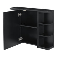 Armadietto da Muro Harstad per Bagno con Specchio Anta e Ripiani Laterali 64x80x20 cm - Nero [en.casa]
