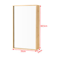 Armadietto Pensile da Bagno 'Ikorfat' Mobile in Bambù con Anta a Specchio e 2 Ripiani [en.casa]