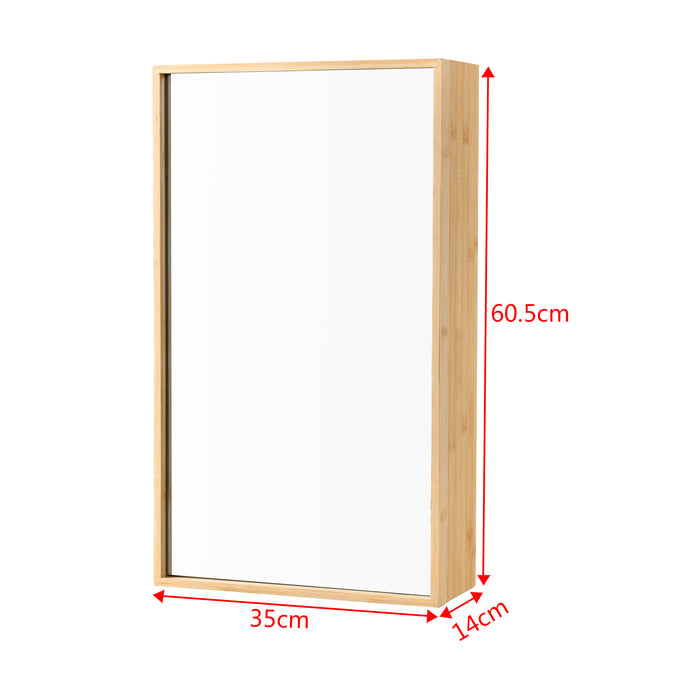 Armadietto Pensile da Bagno 'Ikorfat' Mobile in Bambù con Anta a Specchio e 2 Ripiani [en.casa]