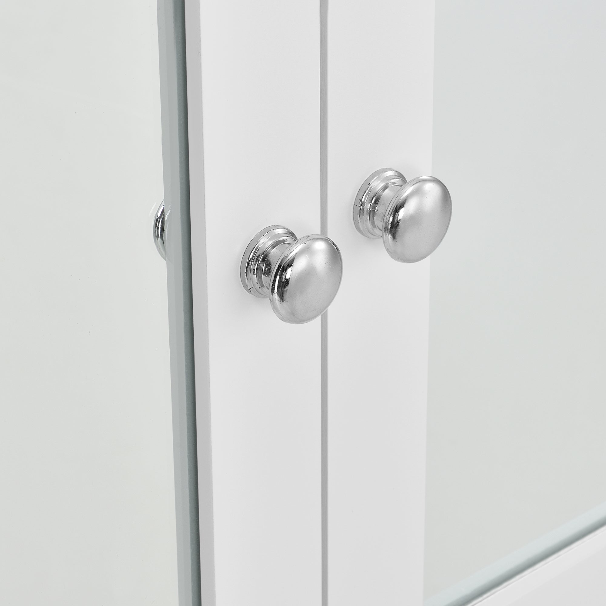 Armadietto Pensile da Bagno con Ante a Specchio e Scomparto Aperto - Bianco [en.casa]