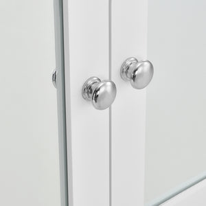 Armadietto Pensile da Bagno con Ante a Specchio e Scomparto Aperto - Bianco [en.casa]