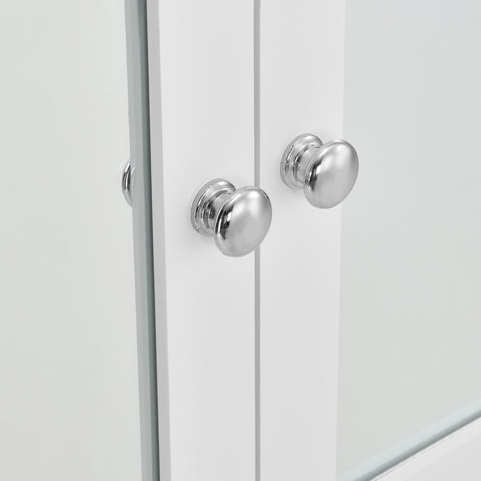 Armadietto Pensile da Bagno con Ante a Specchio e Scomparto Aperto - Bianco [en.casa]