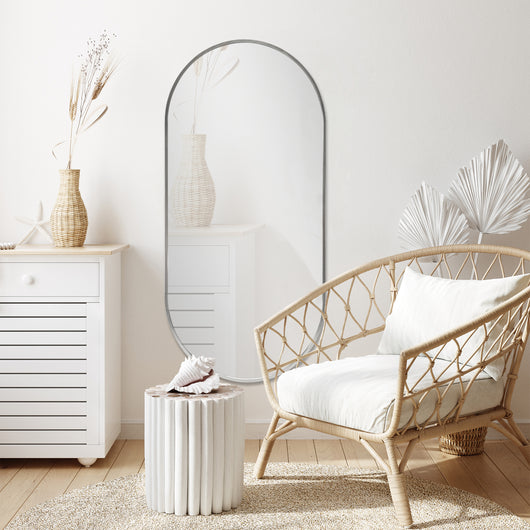 Specchio da Parete 'Corato' 40 x 80 cm Fissaggio Verticale/Orizzontale - color Argento [en.casa]