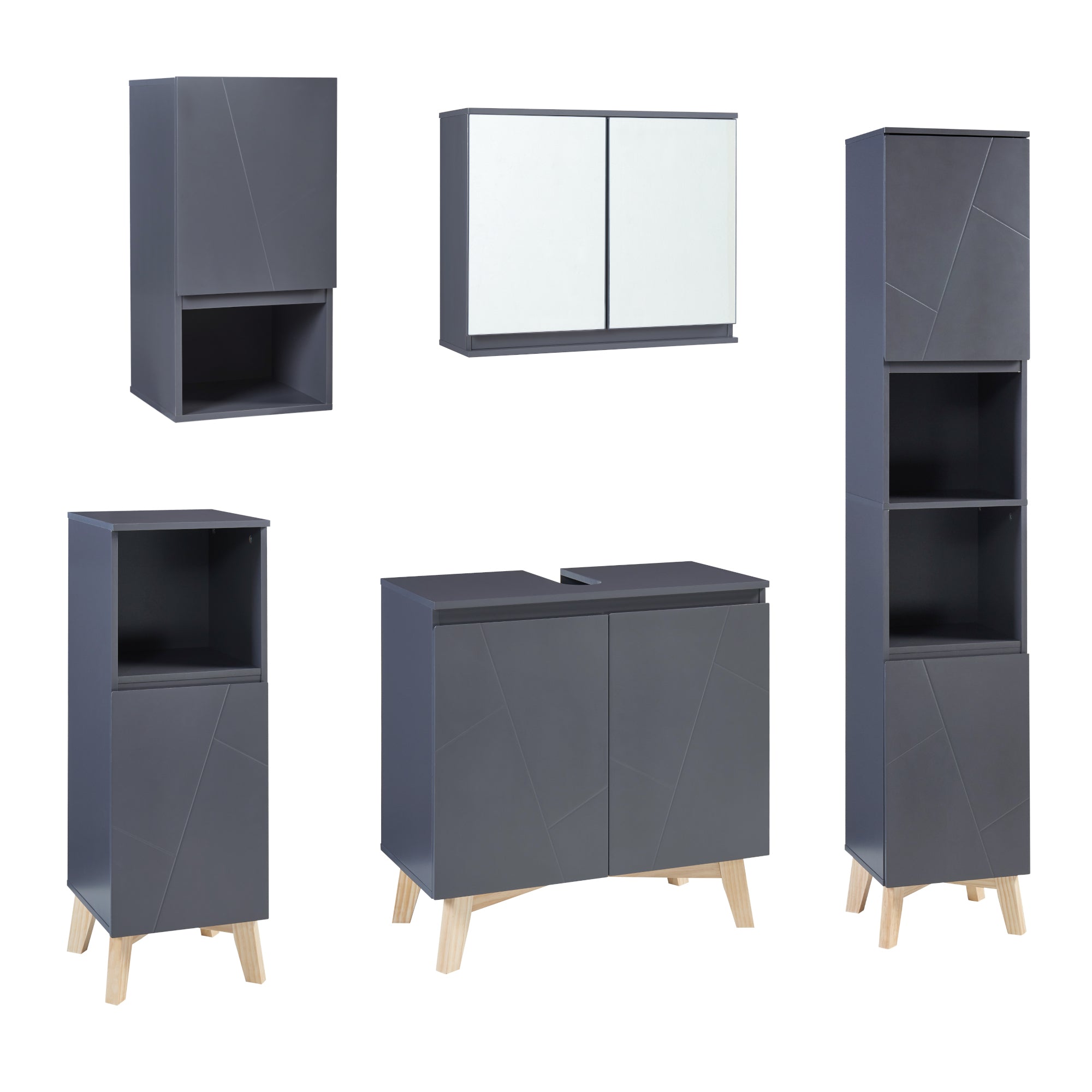 Set Mobili da Bagno Overath Arredo Completo 5 Elementi [en.casa]