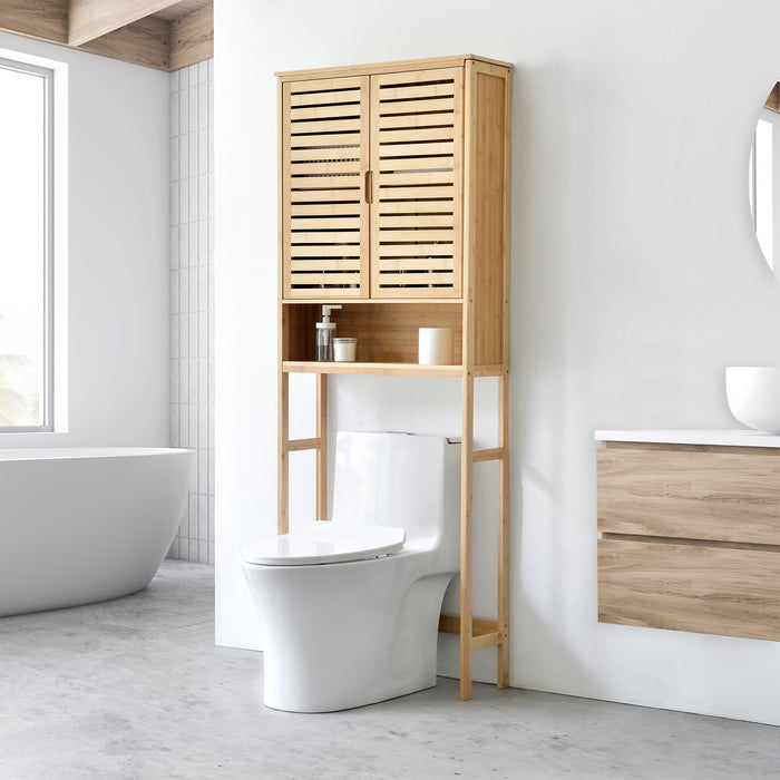 Mobile Contenitore Geta Scaffale Sopra WC 170 x 66 x 23 cm - Bambù Naturale [en.casa]