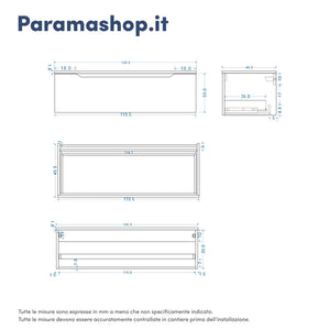 Mobile bagno sospeso modulare 120 cm grigio opaco due cassetti con top | Bako