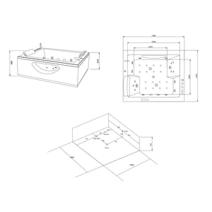 Vasca idromassaggio doppia pompa bianca 178 X 147 cm 33 getti – Bali