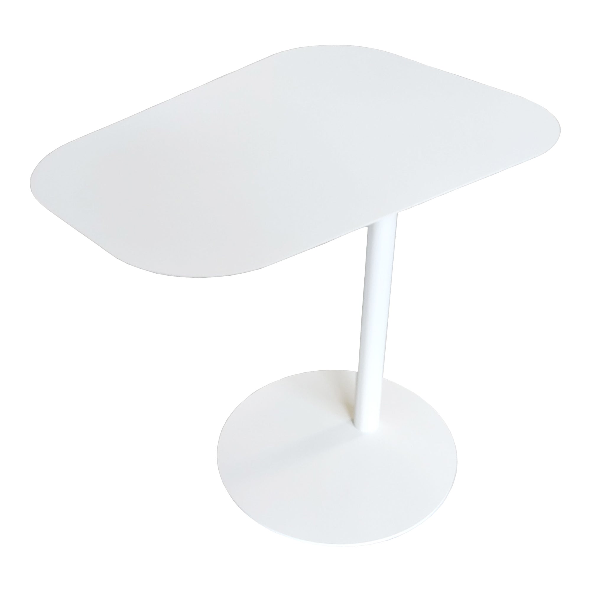 Tavolino Laterale da Divano Nastätten Metallo Piano Trapezoidale - Bianco [en.casa]