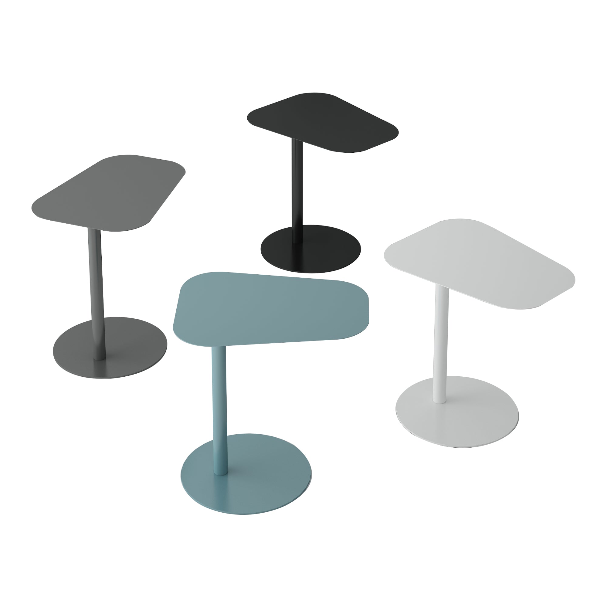 Tavolino Laterale da Divano Nastätten Metallo Piano Trapezoidale - Grigio opaco [en.casa]