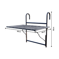 Tavolino da Ringhiera Petäjävesi Tavolino Appeso da Balcone Piano Regolabile - Grigio venato [en.casa]