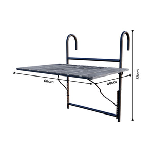 Tavolino da Ringhiera Petäjävesi Tavolino Appeso da Balcone Piano Regolabile - Grigio venato [en.casa]