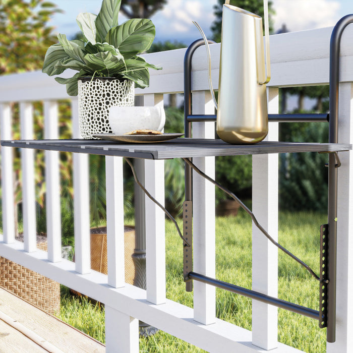 Tavolino da Ringhiera Petäjävesi Tavolino Appeso da Balcone Piano Regolabile - Grigio venato [en.casa]