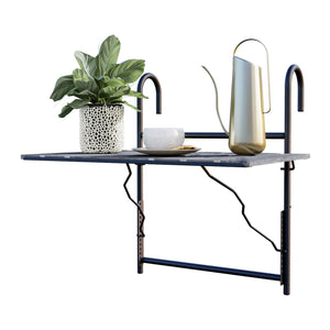 Tavolino da Ringhiera Petäjävesi Tavolino Appeso da Balcone Piano Regolabile - Grigio venato [en.casa]