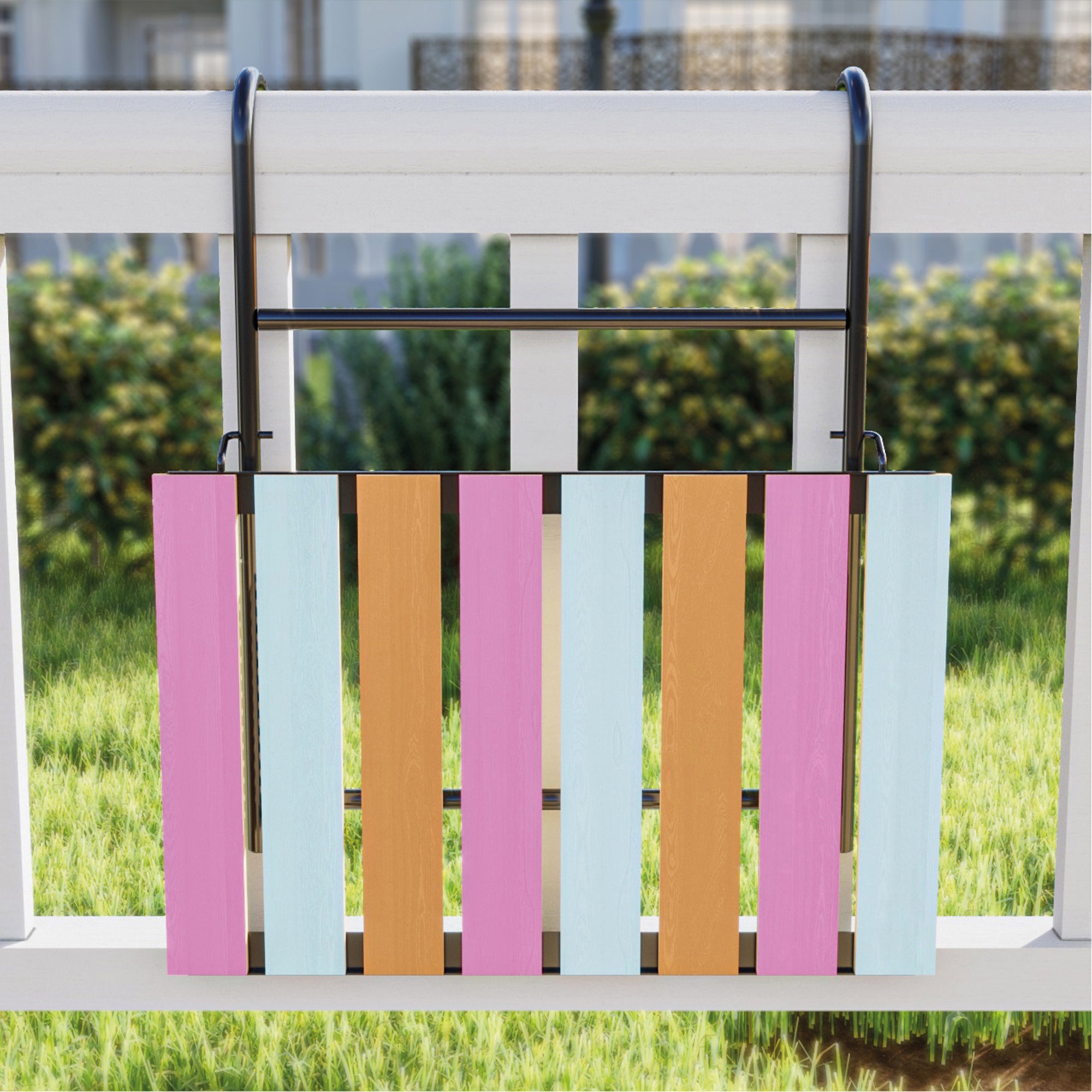 Tavolino da Ringhiera Petäjävesi Tavolino Appeso da Balcone Piano Regolabile - Multicolore [en.casa]