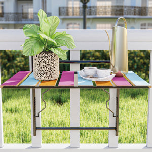 Tavolino da Ringhiera Petäjävesi Tavolino Appeso da Balcone Piano Regolabile - Multicolore [en.casa]