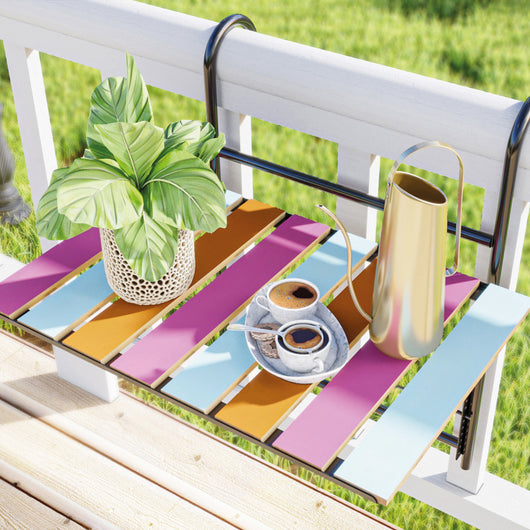 Tavolino da Ringhiera Petäjävesi Tavolino Appeso da Balcone Piano Regolabile - Multicolore [en.casa]