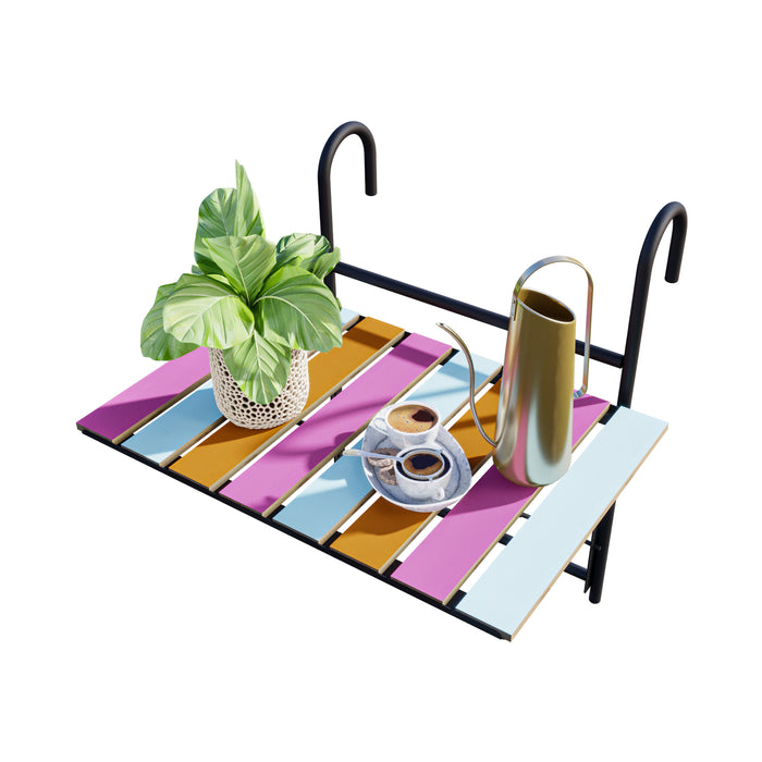 Tavolino da Ringhiera Petäjävesi Tavolino Appeso da Balcone Piano Regolabile - Multicolore [en.casa]